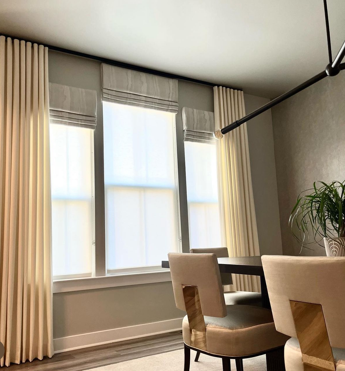 Silk panels and pleated valances